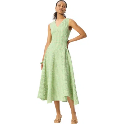 Whistles Checked V-neck Asymmetric Dress In Green