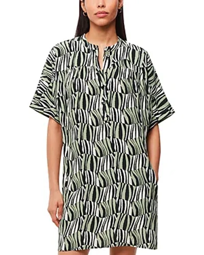Whistles Checkerboard Tiger Print Dress In Green/multi
