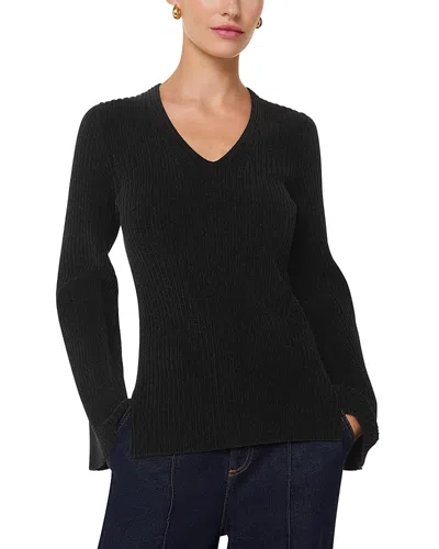 Whistles Chenille V Neck Knit Sweater In Black