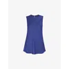 Whistles Womens Blue Clara Longline Round-neck Satin Tank Top In Blue