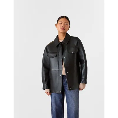 Whistles Clean Bonded Leather Jacket In Black