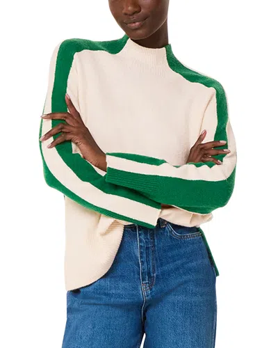 Whistles Color Blocked High Neck Knit Sweater In Green/multi