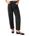 Whistles Womens Black Contrast-stitch Barrel-leg Denim Jeans In Black/white