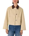 Whistles Womens Corduroy-collar Cropped Stretch-cotton Jacket Cream In Neutral