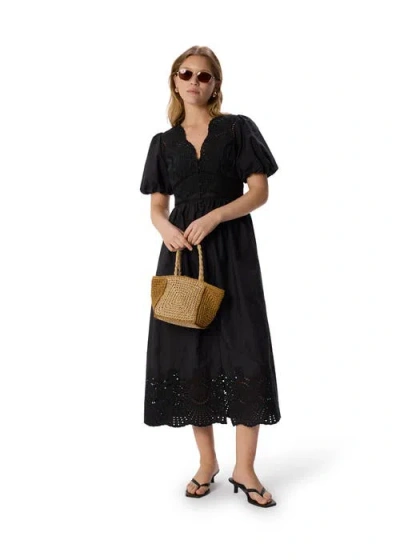Whistles Cotton Broderie V Neck Dress In Multi