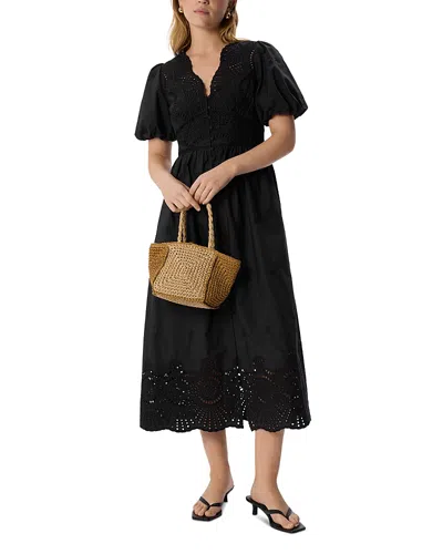 Whistles Cotton Broderie V Neck Dress In Multi