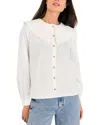 Whistles Womens Oversized-collar Long-sleeved Cotton Blouse White In White