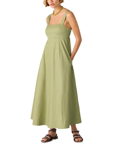 Whistles Cotton Midi Strappy Dress In Green