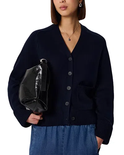 Whistles Cotton Pocket Detail Cardigan In Blue