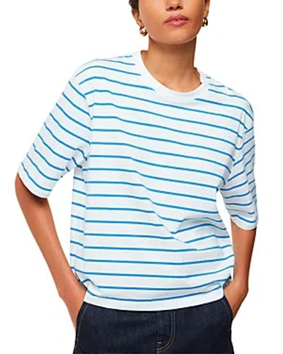 Whistles Cotton Striped Tee In Blue/multi