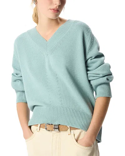 Whistles Cotton V Neck Sweater In Blue