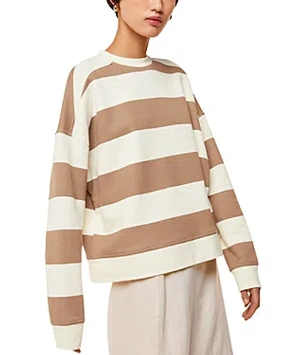 Whistles Cotton Wide Stripe Jumper In Ivory/multi