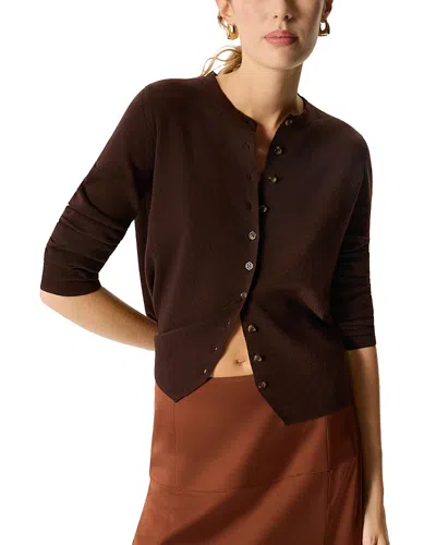 Whistles Crewneck Scarf Cardigan In Brown