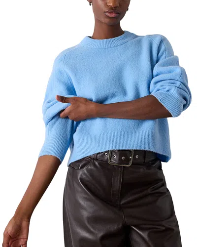Whistles Curved Hem Knit Pullover Sweater In Blue