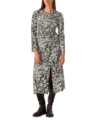 Whistles Speeding Squares Shirred Dress In Black/multi