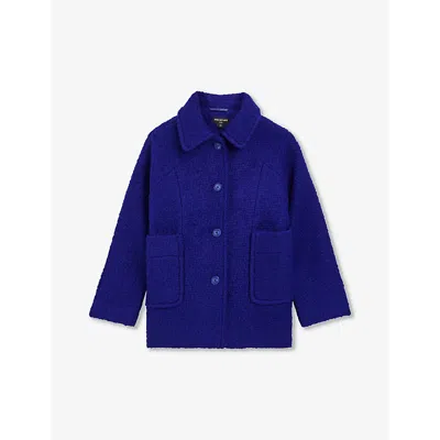 Whistles Kids' Blue Daisy Bouclé-texture Wool-blend Coat 3-12