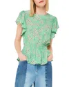 Whistles Womens Multi-coloured Daisy Meadow Frill-sleeve Woven Top In Green/multi