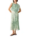 Whistles Dashes Brush Marks Midi Dress In Green/multi