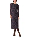 Whistles Womens Blue Abstract Marks Mesh Midi Dress In Brown