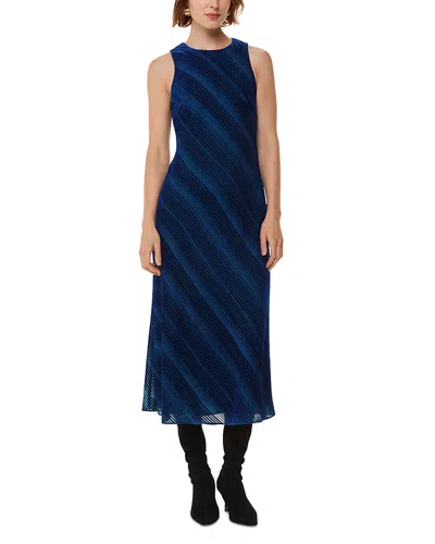 Whistles Devore Stripe Velvet Dress In Blue/multi