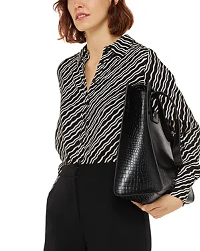 Whistles Diagonal Ripple Print Shirt In Black/multi