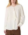 Whistles Draped Ruffle Blouse In White