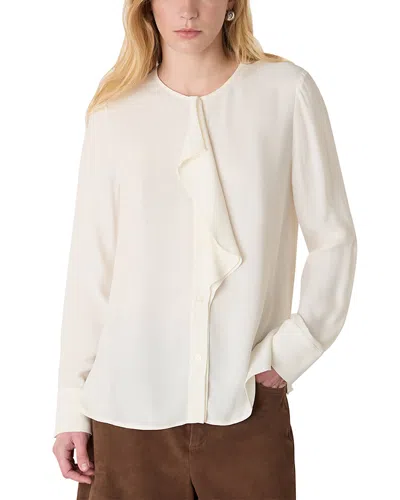 Whistles Draped Ruffle Blouse In White