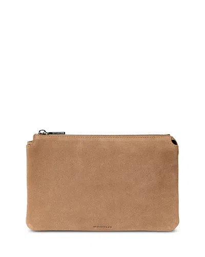 Whistles Elita Suede Pouch Clutch In Brown