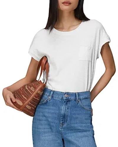 Whistles Ember Linen Blend Pocket Tee In White