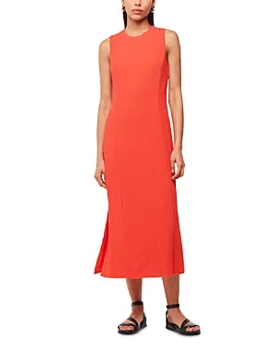 Whistles Erin Textured Midi Dress In Coral