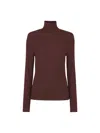Whistles Essential Ribbed Turtleneck In Burgundy