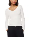 Whistles Essentials Ribbed V Neck Top In Ivory