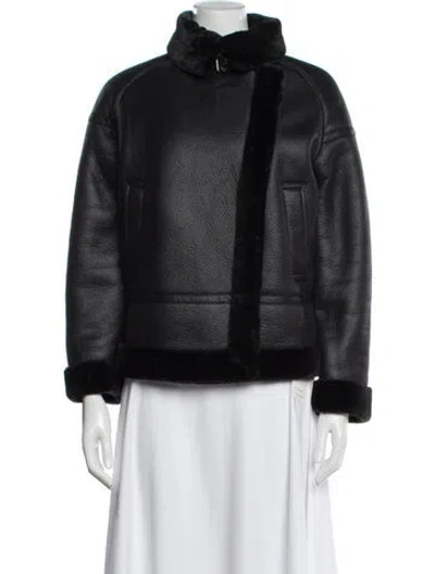 Pre-owned Whistles Faux Fur Coat In Black