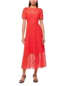 Whistles Womens Coral Fay Lace-embroidered Short-sleeve Stretch-woven Midi Dress In Coral