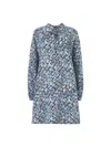 Whistles Omens  Feathered Wing-pattern Lyocell And Cotton-blend Mini Dress In Blue/multi