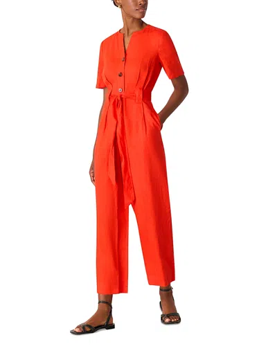 Whistles Fiona Linen Button Front Jumpsuit