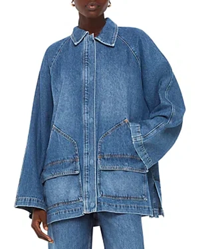 Whistles Womens Blue Flared-sleeve Denim Jacket