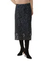 Whistles Floral Sequins Midi Skirt In Black/multi