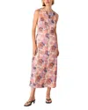 Whistles Floral Textured Midi Dress In Pink
