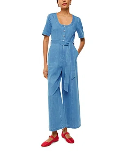 Whistles Womens Blue Freyja Scoop-neck Denim Jumpsuit