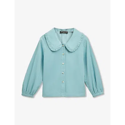 Whistles Girls Blue Kids Frill-collar Long-sleeved Cotton-corduroy Shirt 3-9 Years