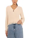 Whistles Womens Cream Fringe-trim Slim-fit Cotton Cardigan In Ivory