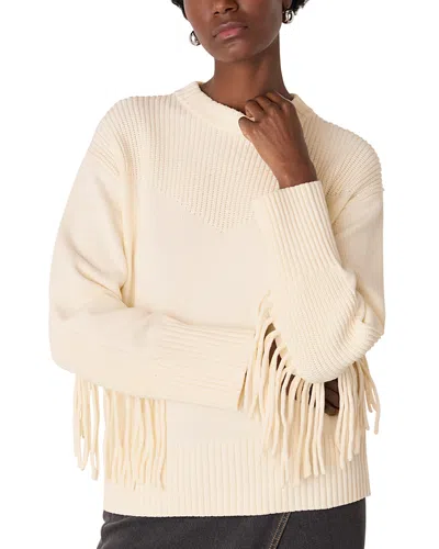 Whistles Fringe Rib Detail Pullover In Neutral