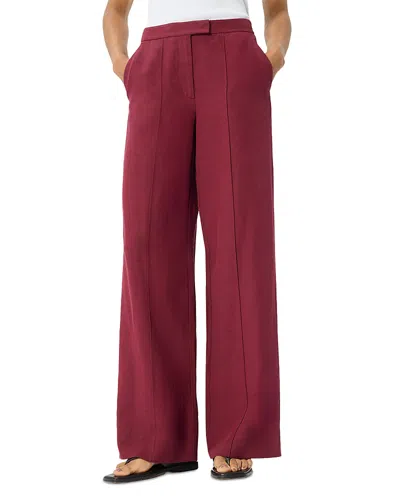 Whistles Full Length Pintuck Trousers In Burgundy