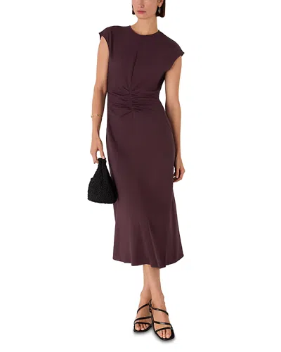 Whistles Gathered Midi Dress In Purple