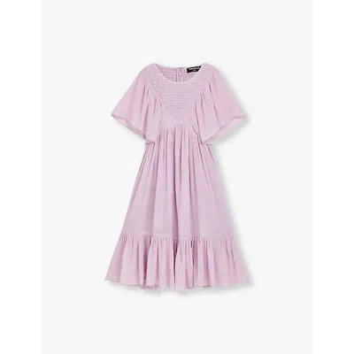 Whistles Girls Lilac Kids Willa Smocked-panel Short-sleeve Woven Mini Dress 3-12 Years 5-6