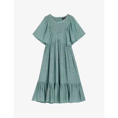 Whistles Girls Pale Green Kids Willa Smocked Woven Midi Dress