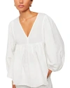 Whistles Gloria Linen Blend Blouse In White