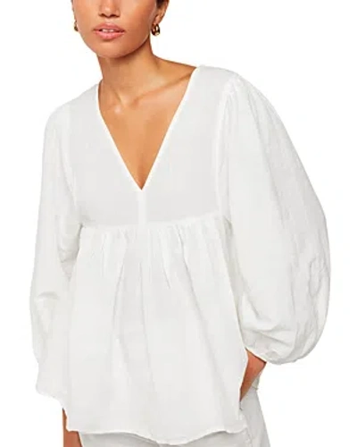 Whistles Gloria Linen Blend Blouse In White