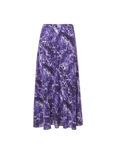 Whistles Glossy Leopard Bias Skirt In Purple/multi